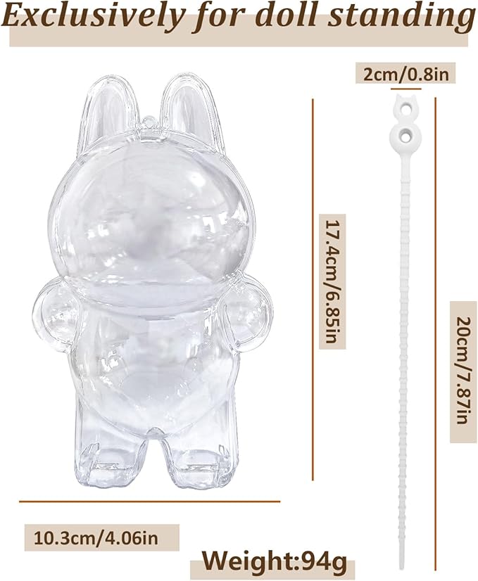 Collectible Toy Case- Rigid PVC Protector with Detachable Base & Strap Compatible for 17cm Standing LABUBU(6.7 INCH)