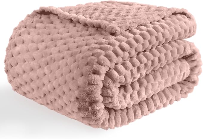 Bnuitland Pink Flannel Throw Blanket (50X70 inches), 300 GSM Fleece Cozy Warm Soft Home Decor Lightweight Bed Sofa Blanket for Adults, Suitable for All Seasons.