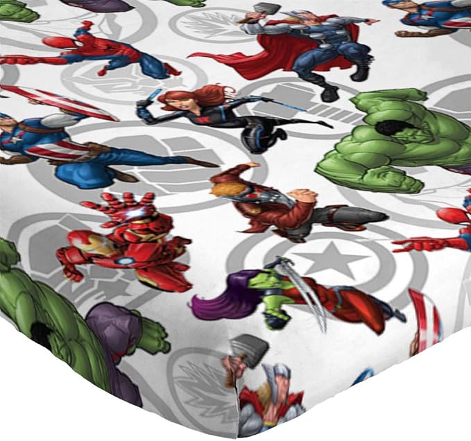Jay Franco Kids Sheet Set with Fitted, Flat Sheets & Pillow Cover - Ultra-Soft Bedding with Pillowcase for Room Decor, Multi - Avengers, 4 Piece Full