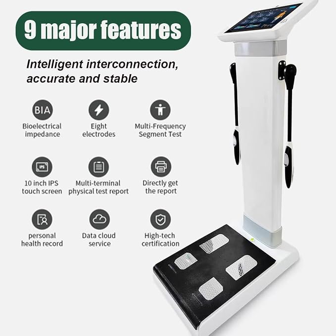 10.1 inch HD Touch Bioimpedance Analysis Machine Smart Body Composition Analyzer Measurement Analysis Fat Testing Machine Human Analyzer Intelligent Body Scanner