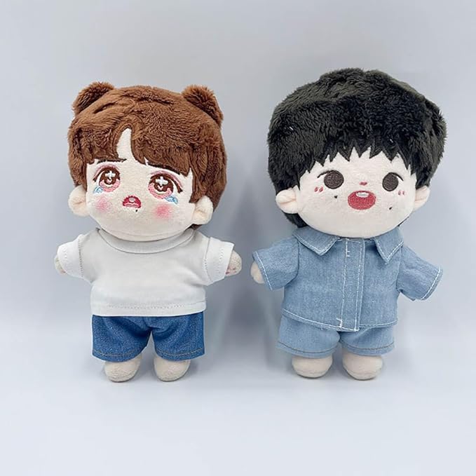 niannyyhouse 10cm 15cm 20cm Plush Doll Clothes Solid Pants Flip Over Jeans Soft Stuffed Plush Toy Dress Up Accessories (a2, 20cm)