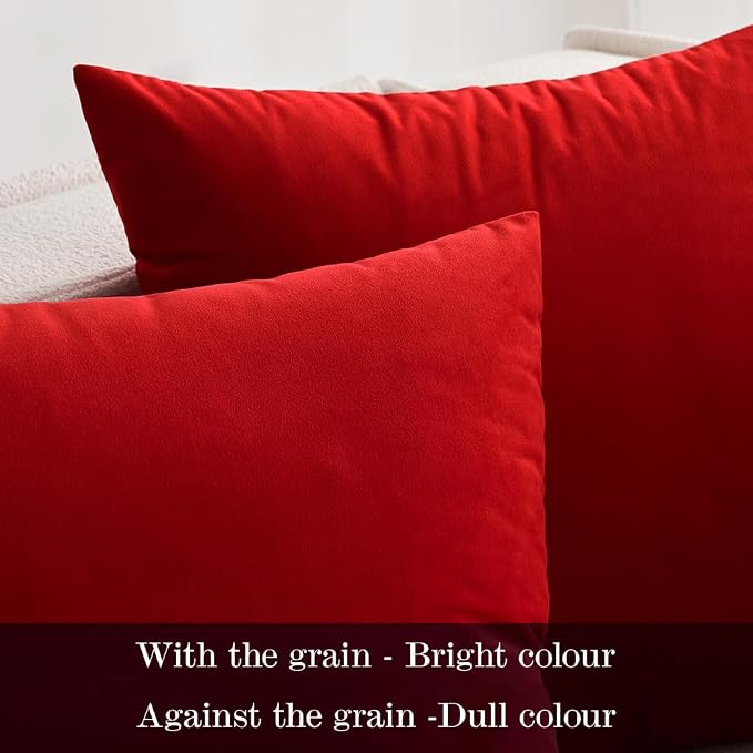 MIULEE Velvet Throw Pillow Covers 20x20 Inch Pack of 2 Bright Red | Soft Solid Decorative Pillow Covers, Modern Luxury Home Decor, for Couch Chair Sofa Bedroom Livingroom