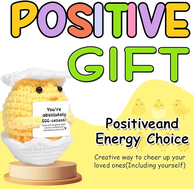 AICase Easter Basket Stuffers Decor Funny Positive Egg/Chicken Gifts Mothers Day Gifts Emotional Support Nuggets Crochet Animals Handmade Cheer Decor Birthday Women Men Mom Sister Her