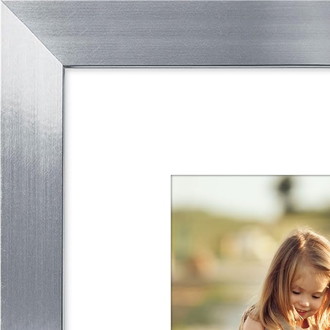 Americanflat 8x10 Picture Frame with Polished Crystal-Clear Glass - Use as 5x7 Frame with Mat or Display 8x10 Photo Without Mat - Signature Collection - Picture Frames for Tabletop and Wall - Silver | Wall or tabletop display with included easel, sawto...