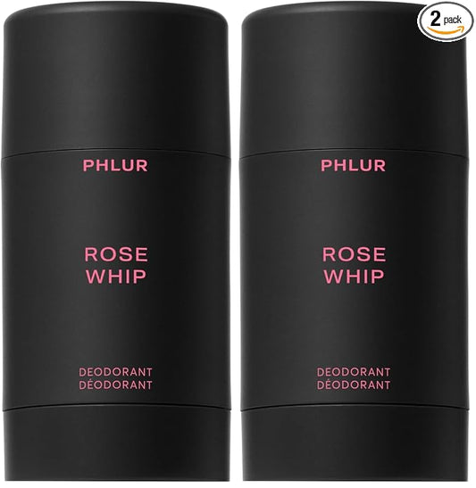 PHLUR Rose Whip Natural Deodorant, 1.76 Oz – Aluminum Free Deodorant for Women & Men, Long Lasting Odor Protection with Rose, Pink Pepper, Amber & Musk, Deodorant Stick (Pack of 2)