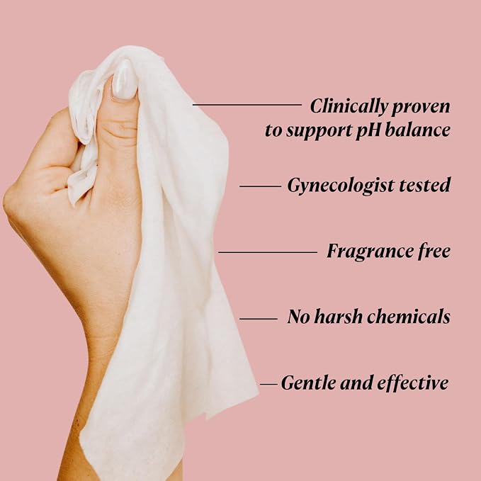 Nakery Pure Refresh Soothing Moisture Wipes For Women 50+, Firming Intimate Cleansing Wipes, pH Balanced With Aloe, Fragrance Free For Dryness, Odor And Sensitive Skin, OB GYN Approved