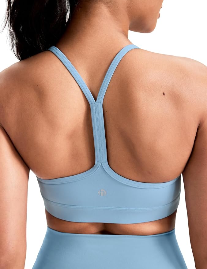 HeyNuts to Freest Womens Y Back Sports Bra, Spaghetti Strap Racerback Low Impact Workout Yoga Tops Padded A-C Cups *Updated