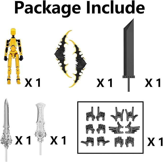(Assembly Completed) T13 Action Figure Set, Titan 13 Robot Dummy 3D Printed robo 13 Action Figure Articulated, Lucky 13 Gift for Collectors Desktop Decorations (Golden)