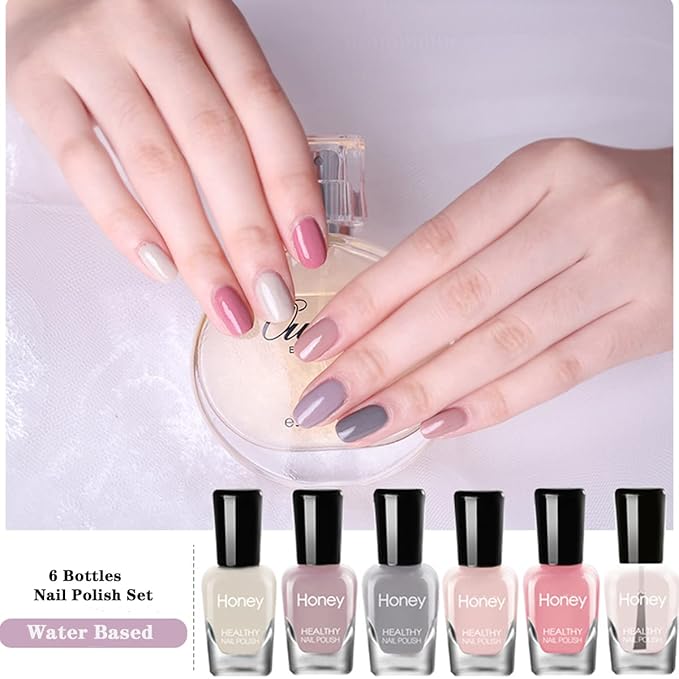 Non Toxic Nail Polish Set, Easy Peel Off and Fast Dry NailPolish Set for Pack, Eco Friendly and Organic Water Based Nail Polish for Women,Teens(18 Bottles)