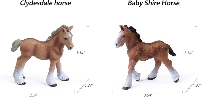 UANDME 8PCS Realistic Foal and Horse Figurines, Plastic Pony Toys for Girls and Boys, Horse Club Cake Topper and Party Decoration
