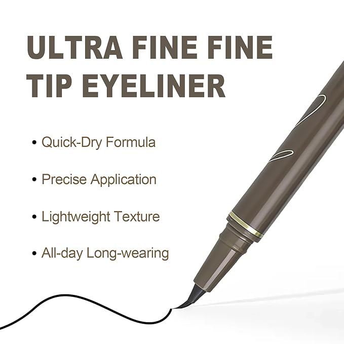 Ultra Fine Liquid Eyeliner Pencils- Slim Felt Tip for Precise Eye Lines, Waterproof, Smudge Proof & Quick-Drying, Winged Liner and Inner Corner. Long Lasting All Day Makeup, Smooth & Lightweight.
