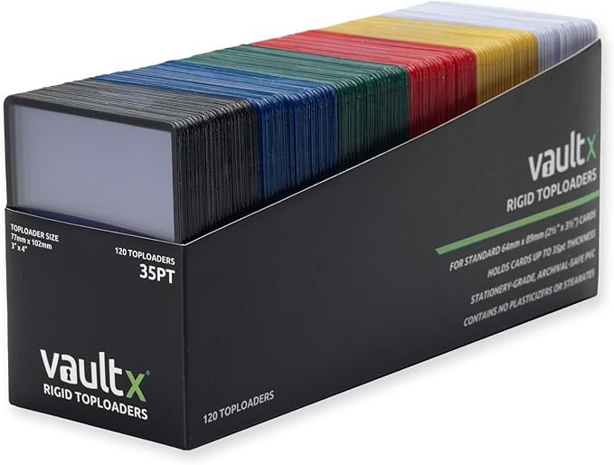 Vault X Toploaders 35pt Multicolour (120 Pack), 3" x 4" Seamless Clear Rigid Card Holders for Trading Cards TCG