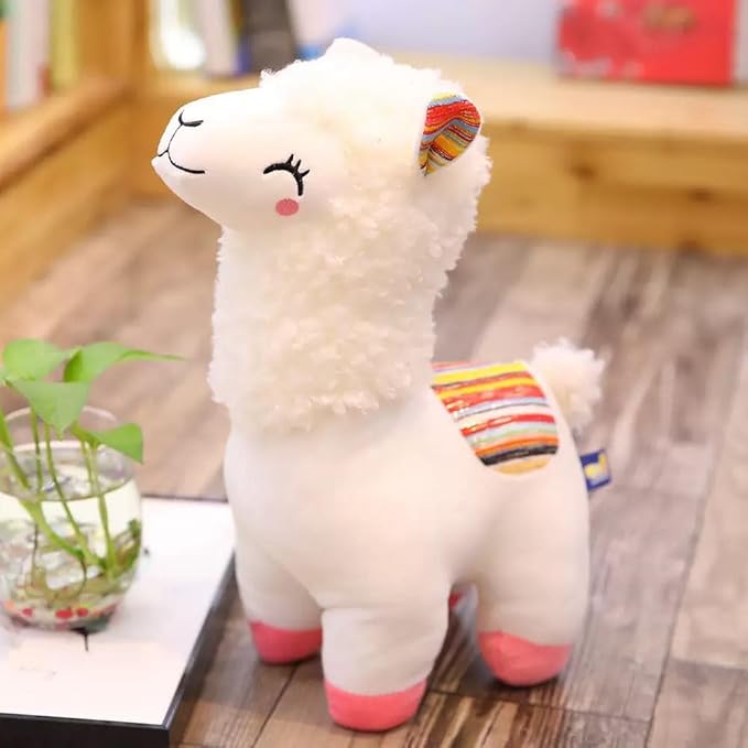 Llama Stuffed Animal Cute Alpaca Plush Toy 10 inch for Girls Boys(alcapa yinghua White)