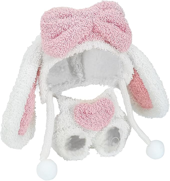 Doll Clothes, Compatible with Labubu, Animal-Inspired Hoodie Outfit with Accessories, Soft Fabric Collectible Apparel for Display (NO Doll) (Pink Bunny)