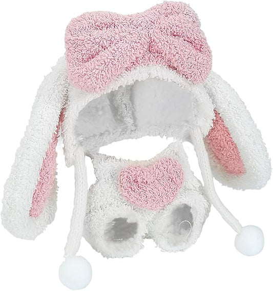 Doll Clothes, Compatible with Labubu, Animal-Inspired Hoodie Outfit with Accessories, Soft Fabric Collectible Apparel for Display (NO Doll) (Pink Bunny)