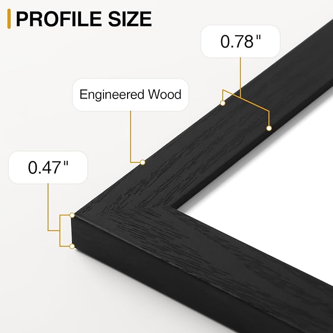 Vittanly 8x10 Picture Frames Set of 9, Wall & Tabletop, Black&Brown&White | Display Pictures 5x7 with Mat or 8x10 without Mat, Small Photo Frames, Engineered Wood with Shatter Resistant Plexiglass