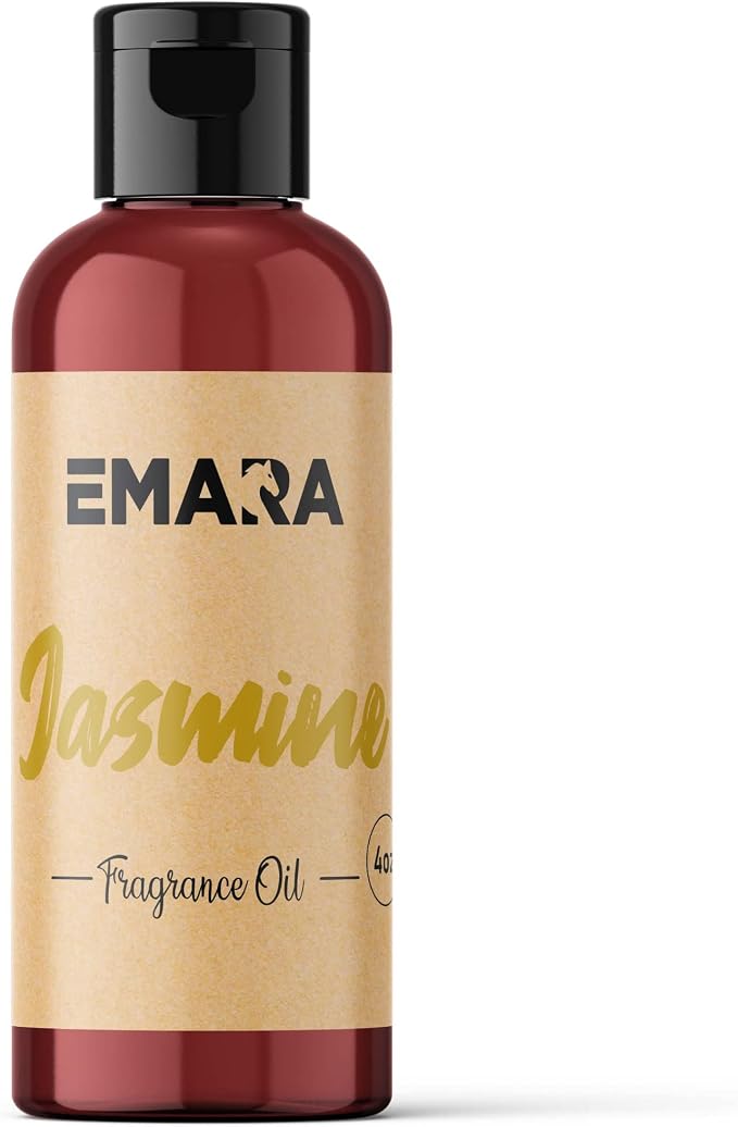 EMARA All Natural Herbal Jasmine Essential Oil for Diffusers, Skin Care, Aromatherapy Fragrance Oil, Organic Therapeutic Grade 4 fl oz