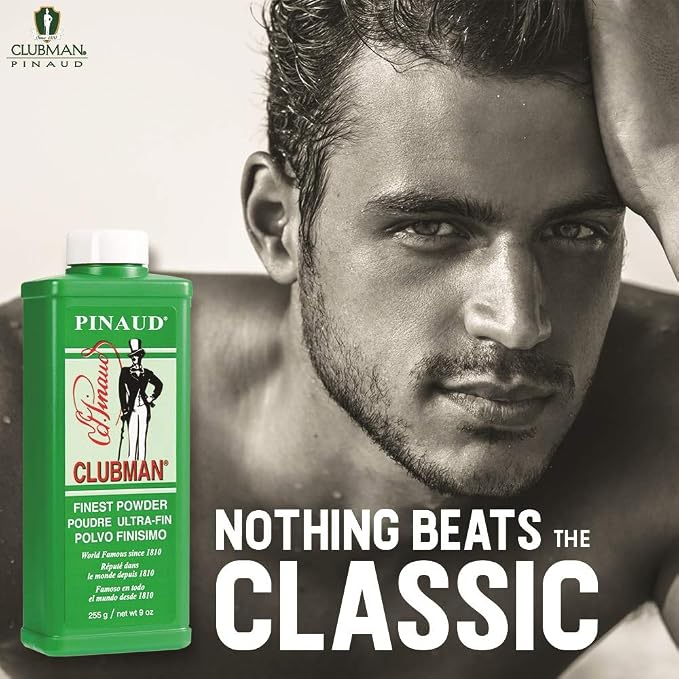 Clubman Pinaud Finest Powder – Classic Body Powder for Men, Moisture Absorbing Aftershave, Barbershop Scent, 9 oz x 3 Packs