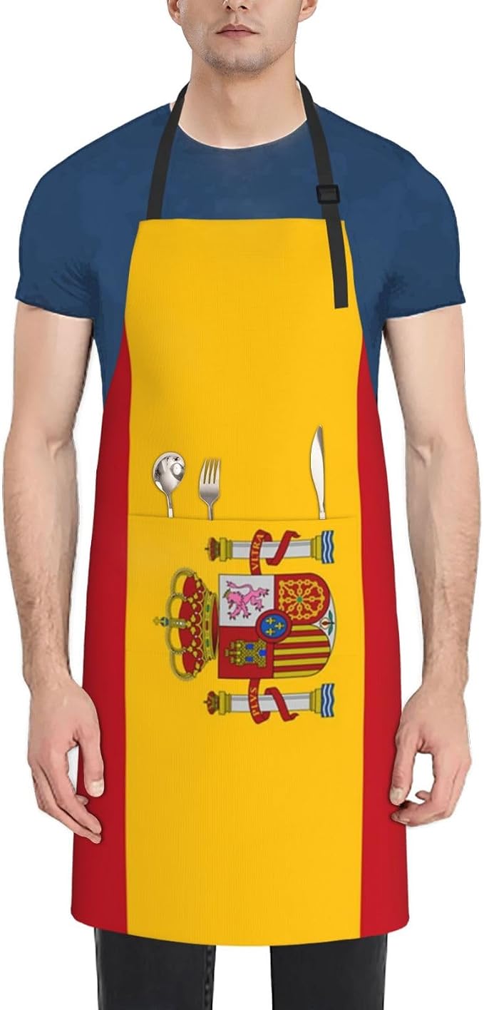 Cute Flag Kitchen Cooking Aprons for Women Men Adjustable Patriotic Flag Apron with 2 Pockets for Home Kitchen Garden
