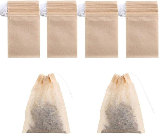 400 Pack Disposable Drawstring Tea Filter Bags Safe & Natural Unbleached Paper Tea Infuser Drawstring Empty Bag for Loose Leaf Tea (7 x 9, Natual Color) | Safe & Natural Unbleached Paper Tea Infuser Drawstring Empty Bag for Loose Leaf Tea