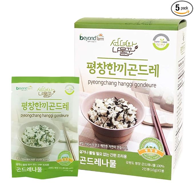 Pyeongchang Hanggi Gondre Namul for Bibimbap with Rich Flavor, Dried Topping Vegetables for Rice Cooking, Korean Food Rice Recipes