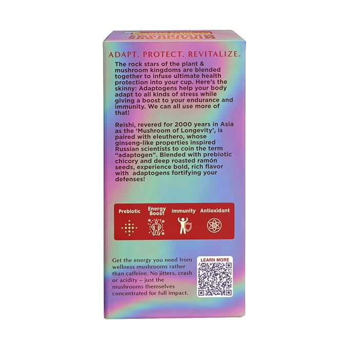 Teeccino Reishi Eleuthero Tea - French Roast - 25 TeaBags - Organic Mushroom Adaptogenic Herbal Tea, 3x More Herbs than Regular Tea Bags, Caffeine Free, Chicory Prebiotic