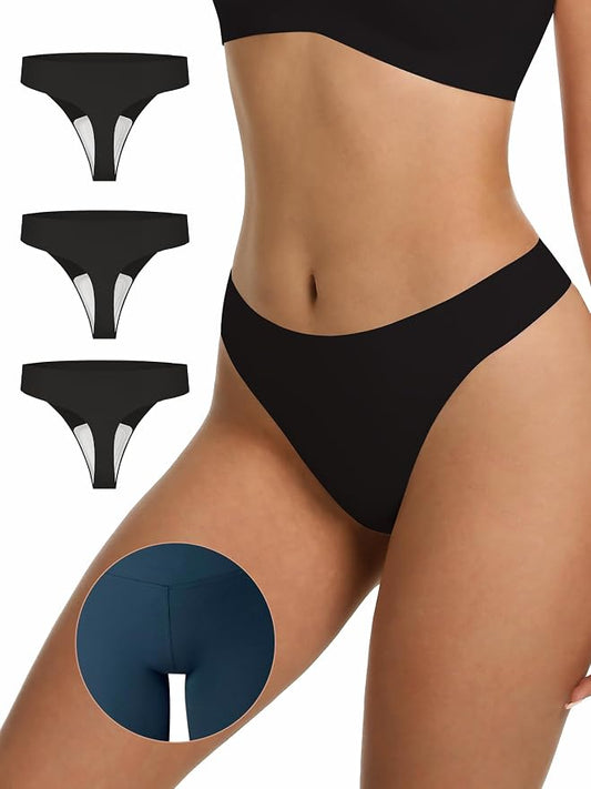 LUCKMEEY Cotton Thongs for Women Seamless Thongs for Women No Show Thong Panty Liners Workout G-String Thongs Underwear