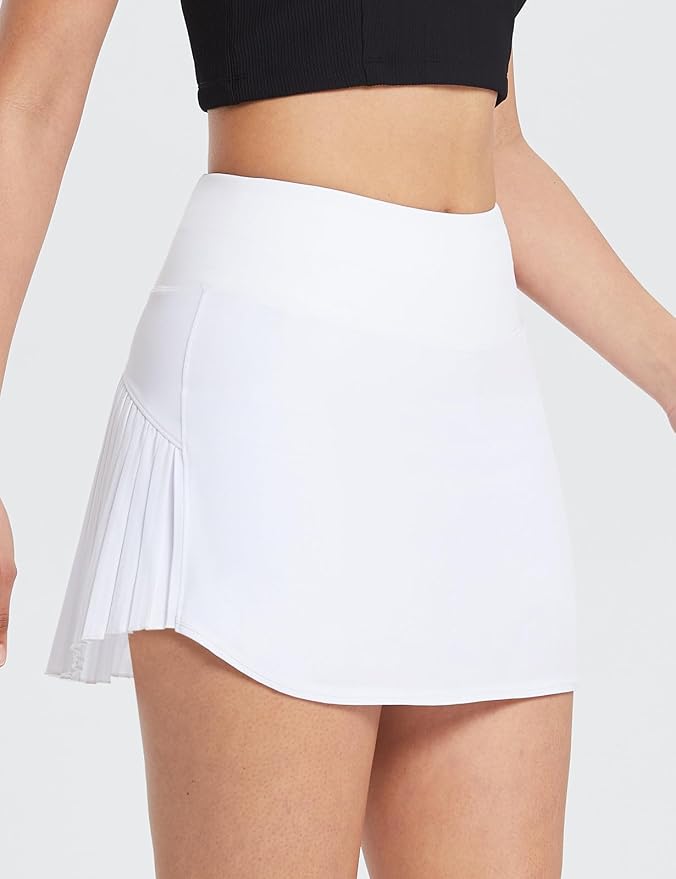 baleaf Tennis Skirt Pleated Golf Skorts with 3 Pockets | 14", Built in Shorts, High Waisted, Anti-slip Strip, Lightweight, for Athletic, Workout, Pickleball, Skorts for Women
