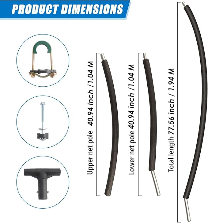 Trampoline Poles Replacement 1PCS, Trampoline Accessories Universal Replacement Parts, to Fit 8-14FT, Includes Foam Sleeve and Hardware with 2 Fixing Methods