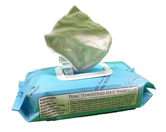 Prima Wipes Adult Washcloths, 48 Extra-large Wipes Per Pack by Life Guard
