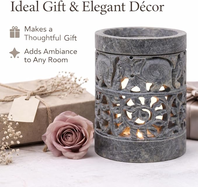 Marble Soapstone Candle Tea Light Holder | Aroma Burner, Oil Diffuser, Wax Burner, Home Decor