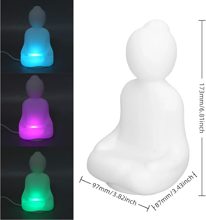 Breathing Yoga 4-7-8 Guided Visual Meditation Breathing Light, Buddha Statue Rechargeable Breathing Light with 3 Color Mode, Anxiety Relief Items for Calm Down Corner Supplies, Mindfulness Gifts
