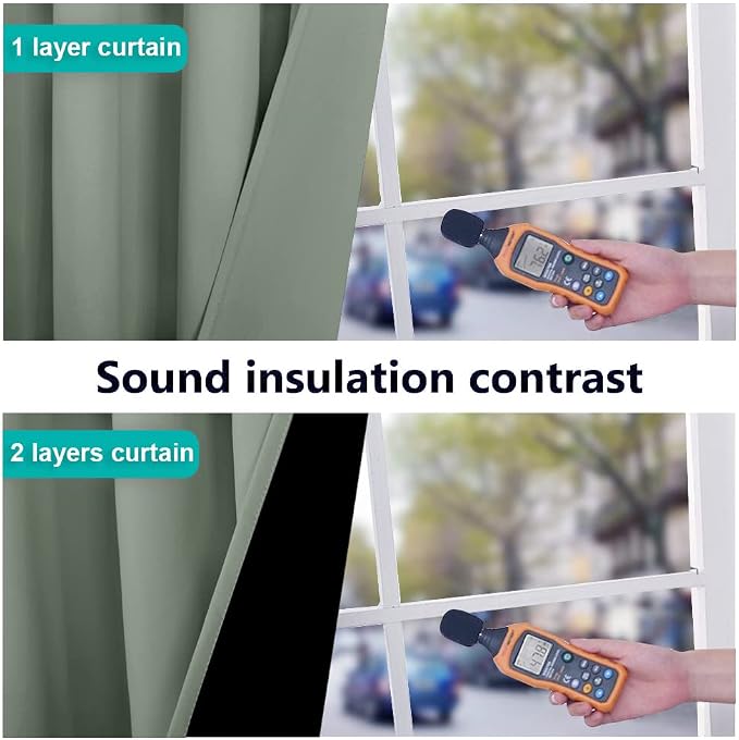 NICETOWN 100% Blackout Window Curtain Panels, Heat and Full Light Blocking Drapes with Black Liner for Nursery, 102" Drop Thermal Insulated Draperies (Greyish Green, 2 Pieces, 52" Wide Each Panel)