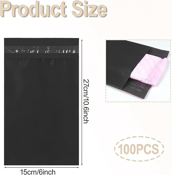 100 PCS Sanitary Napkin Disposal Bags, Feminine Hygiene Disposal Bags for Tampons and Pads, Block Odors, Self-Sealing Seals, 10.6 * 5.9 Inch (Black)