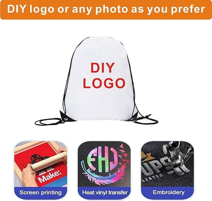 Drawstring Backpack Bulk 20 packs Draw String Backpack Bags DIY Gym Sports trip Traveling Yoga ride Pedestrianism Cinch Bag Sackpack Drawstring (white)