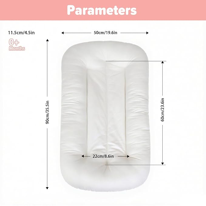 Baby Lounger for Infants Babies 0-24 Months, Bionic Organic Lounger, Soft Cotton Breathable Infant Floor Seats & Loungers for Newborn Baby Shower Gifts (White)