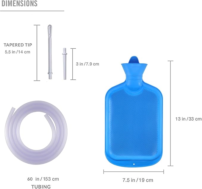 Enema Bag Kit for Colon Cleansing Hot Water Bottle Bag (2 Quart) for Home Coffee Enema Kit with 5 Feet Enema Tube