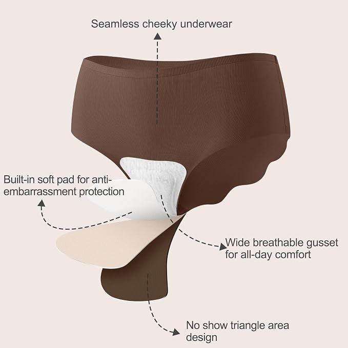 Camel Proof Seamless Underwear for Women 3 Packs No Show Invisible Cheeky Panty Liners Workout Gym Yoga Panties