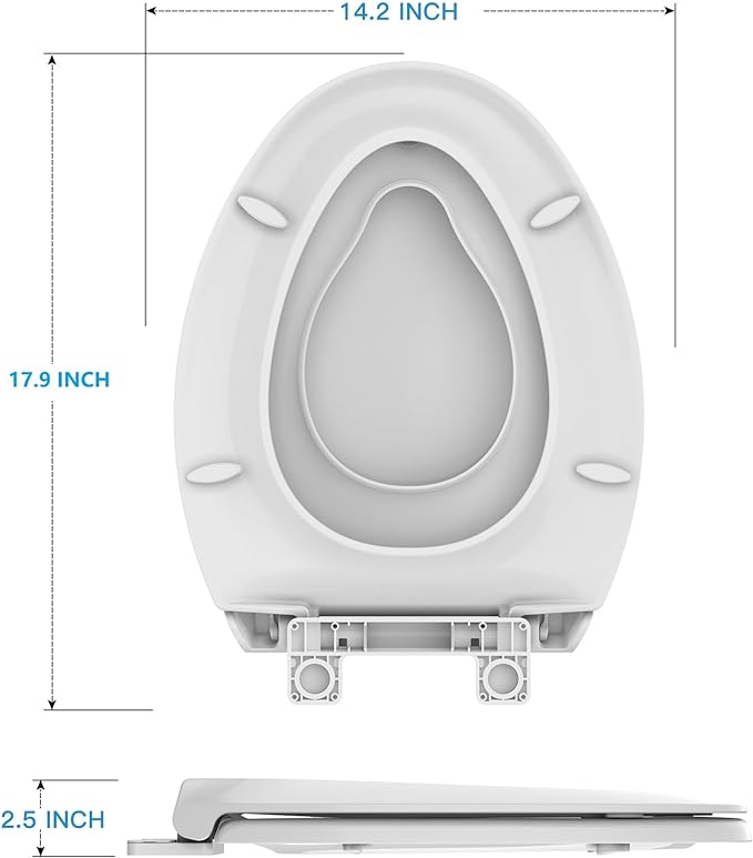 Toilet Seat Cover Elongated with Toddler Toilet Seat – Potty Training Toilets for Kids and Adults, Soft Close PP Toilet Seats with Built-in Child Seat, Almond