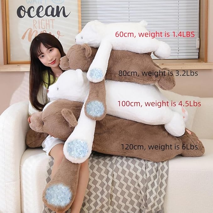 Weighted Bear Stuffed Animals, 23.6" Brown Bear Plush Throw Pillow Super Cute Kawaii Plushie Toys Gifts for Boys Girls Adults, 60cm, Brown