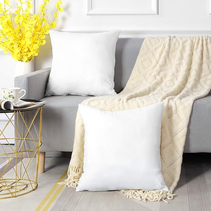 OTOSTAR Throw Pillows Inserts 18x18 Inches, Set of 6 Square Form Cushion Stuffer for Couch, Sofa, Bed - Indoor Decorative Pillows Inserts - White