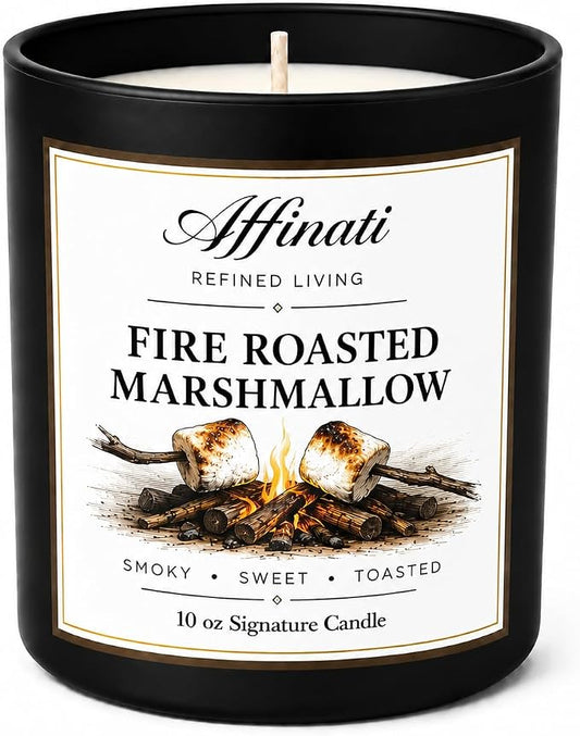 Affinati Fire Roasted Marshmallow 10 oz Scented Candle – Long Lasting Luxury Soy Blend Candle for Home, Strong Scent Throw Sweet Toasted Sugar Gourmand Candle, Premium Home Fragrance Gift