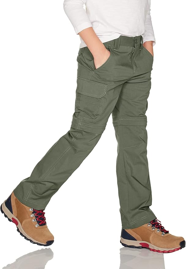 CQR Kids Youth Hiking Cargo Pants, UPF 50+ Quick Dry Convertible Zip Off Pants, Outdoor Camping Pants