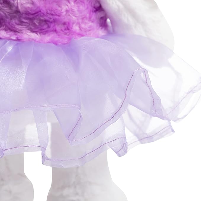 Ballet Bunny Stuffed Animal White Rabbit in Gauzy Dress Cute Easter Bunny Doll for Kids 21 inches Purple