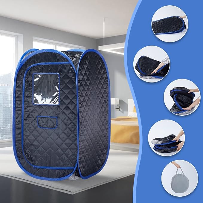 Smartmak Portable Sauna Tent, Foldable One Person Full Body Spa for Detox Therapy Without Steamer - Black