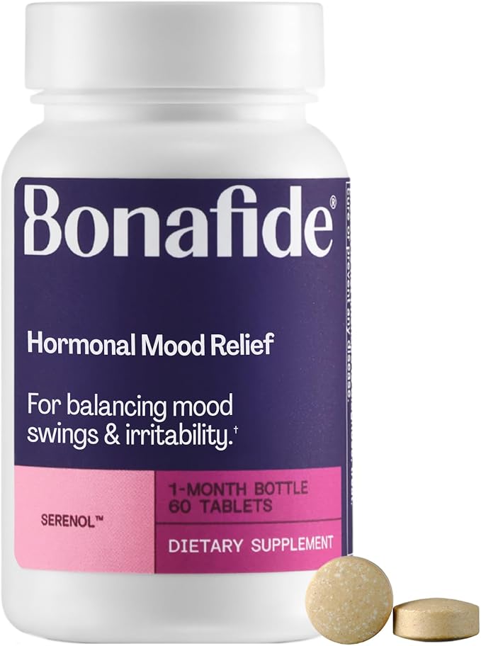 Bonafide Hormonal Mood Relief for Women Serenol – Hormone-Free, Clinically Studied – Helps Relieve Hormonal Mood Swings, Irritability & PMS Bloating – 1-Month Supply