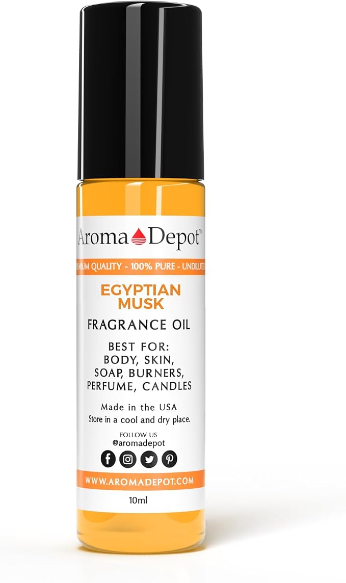 Aroma Depot Egyptian Musk 10 ml. Perfume/Body Oil Our Interpretation, Premium Quality Uncut Fragrance Oil Musk Scent (1 Bottle 1/3 Roll On)