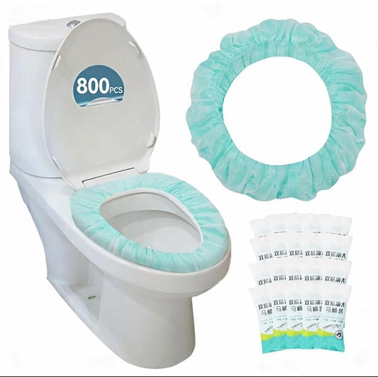 Disposable Toilet Seat Covers, 800PCS.Waterproof Non-Woven Fabric, Individually Wrapped, Portable for Travel, Hotel, Hospital, Public Toilet (Green)