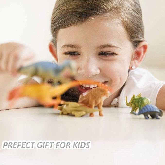 OuMuaMua Dinosaur Toys, Plastic Mini Dinosaur Figure Toy Set Including T-rex, Stegosaurus, Monoclonius for Kids Toddler Dinosaur Birthday Party Favors, Christmas Easter Eggs Filler Gifts, 78 Pack