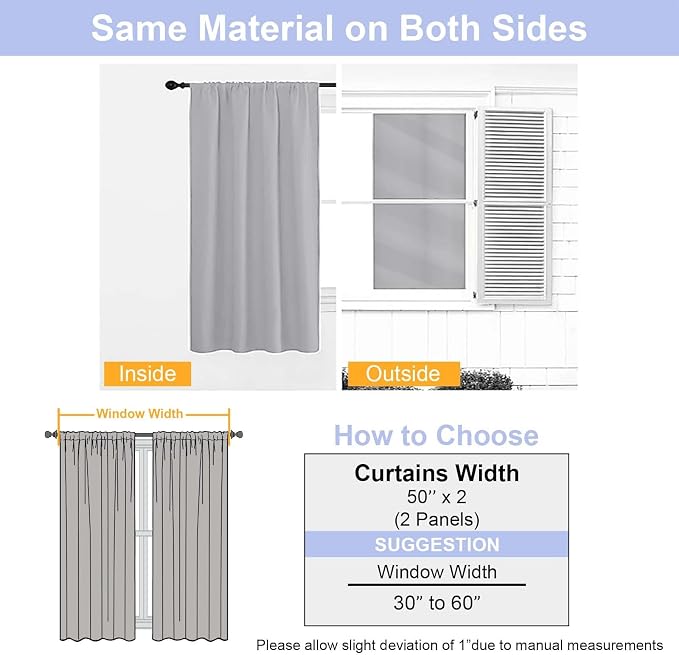 Simplebrand Silver Grey Blackout Curtains for Bedroom 96 Inches Long 2 Panels, Solid Thermal Insulated, Energy Saving Living Room Window Treatment Curtains Blackout Drapes, W50 x L96 Inch, Silver Grey